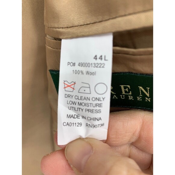 Lauren Ralph Lauren Mens Sports Coat 44L Herringbone Wool Business Casual Flaw - Picture 5 of 8
